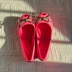 Mini Mel Pink with Gold Bow Flats